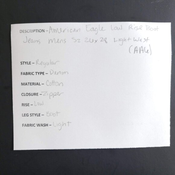 American Eagle Low Rise Boot Jeans Men's Size 26/28 Light Wash - Picture 6 of 7